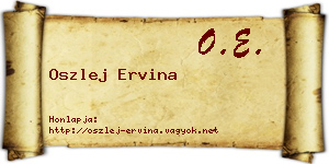 Oszlej Ervina névjegykártya
